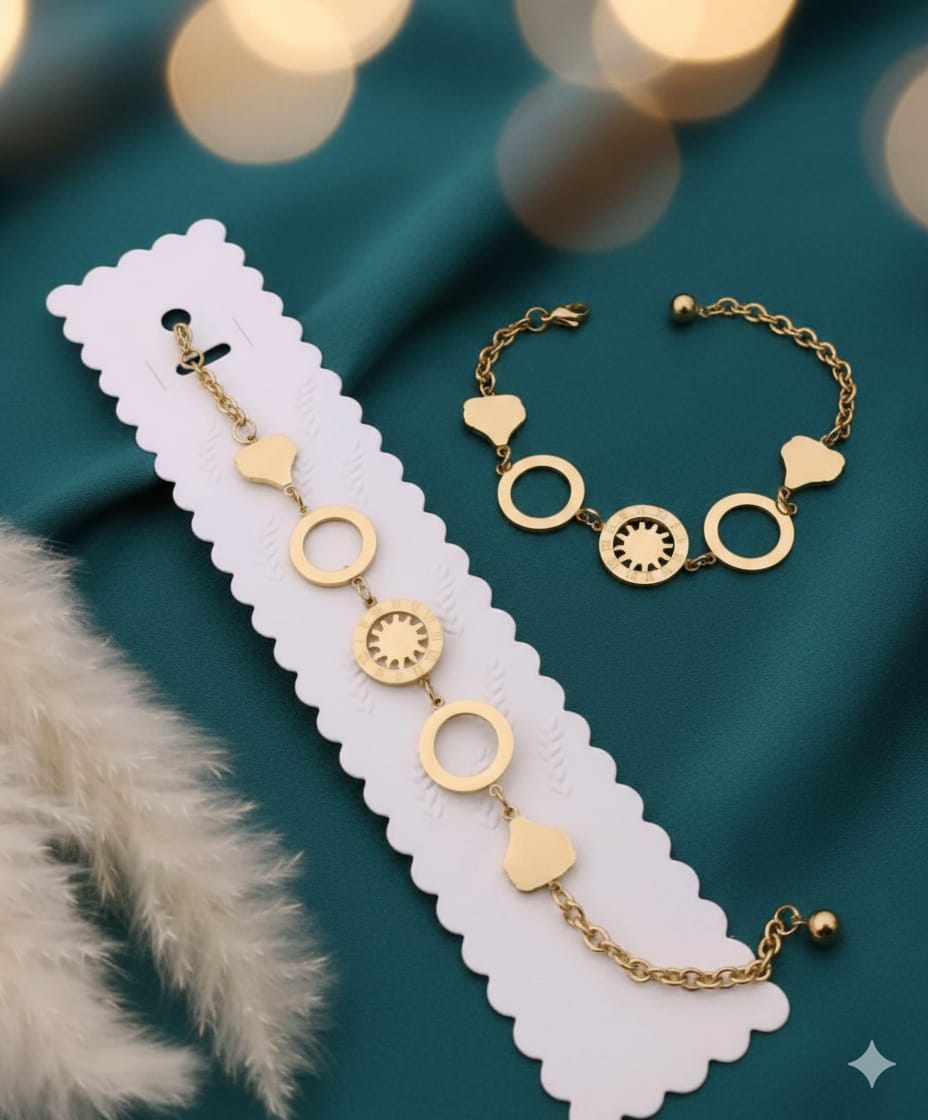 Gold Sun & Circle Charm Bracelet – Anti-Tarnish