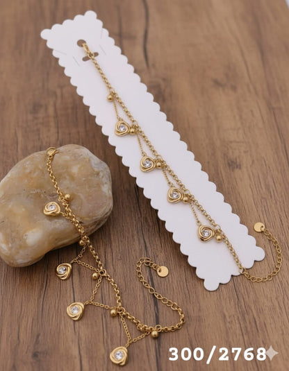Golden Crystal Drop Charm Bracelet – Anti-Tarnish