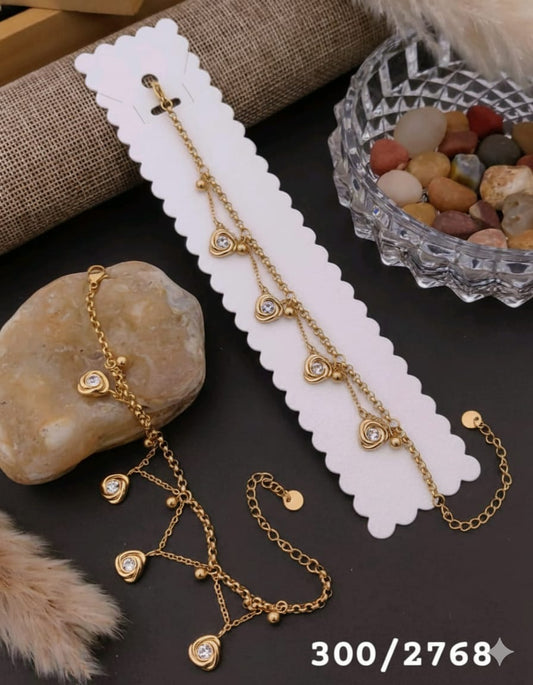 Golden Crystal Drop Charm Bracelet – Anti-Tarnish