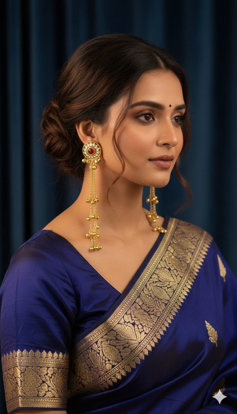 ❤️ Ruby Kundan Chain Drop Earrings