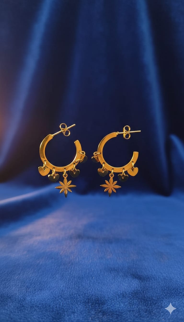 Golden Charm Hoop Earrings ✨