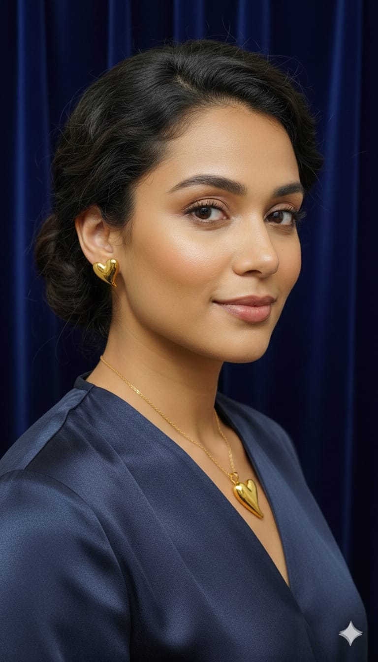 Elegant Golden Heart Pendant Set 💛