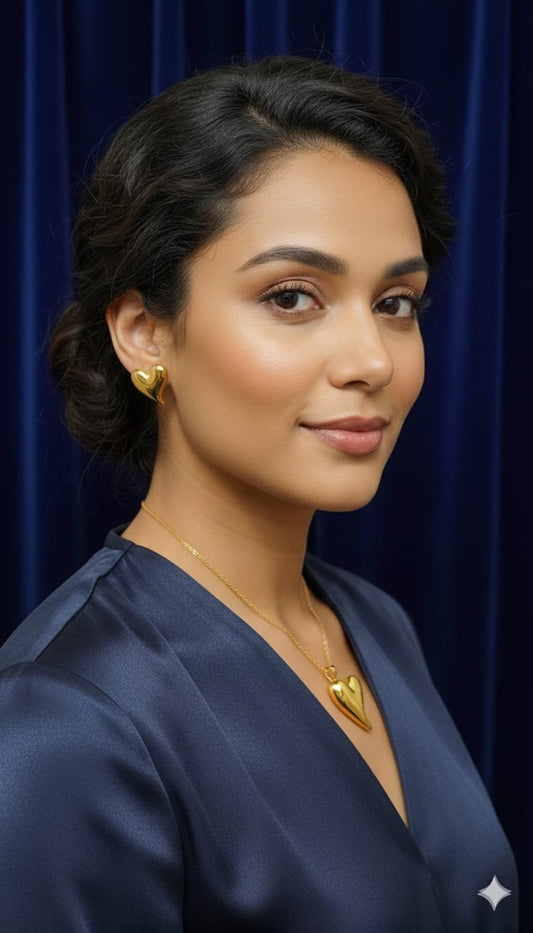 Elegant Golden Heart Pendant Set 💛