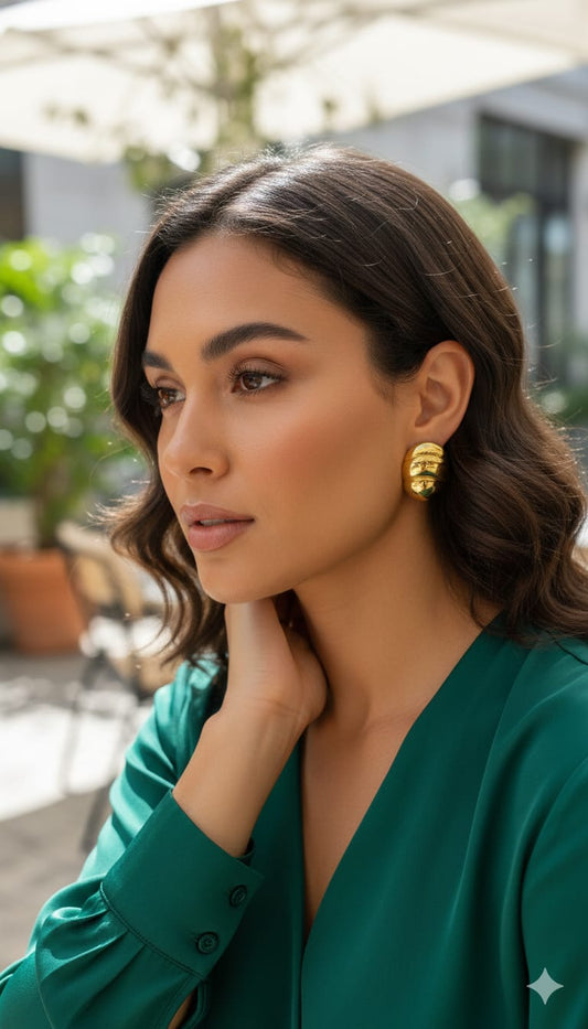 Golden Ripple Stud Earrings