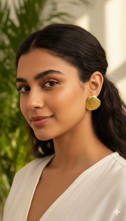 Golden Shell Stud Earrings