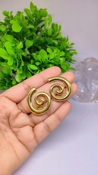 Golden Spiral Statement Earrings