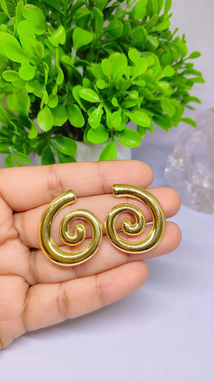 Golden Spiral Statement Earrings