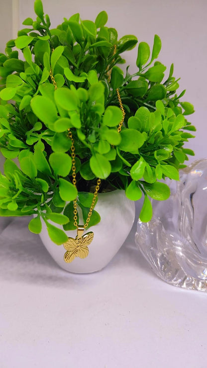 Golden Butterfly Charm Pendant Chain