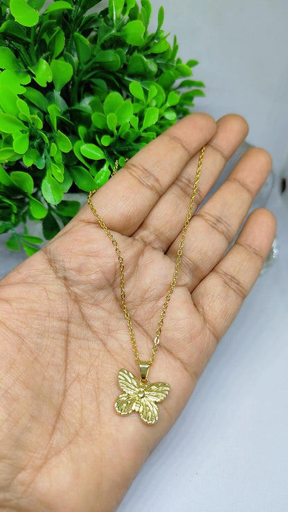 Golden Butterfly Charm Pendant Chain