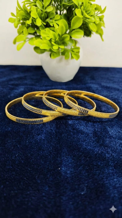 Elegant Dual-Tone Diamond-Studded Bangles