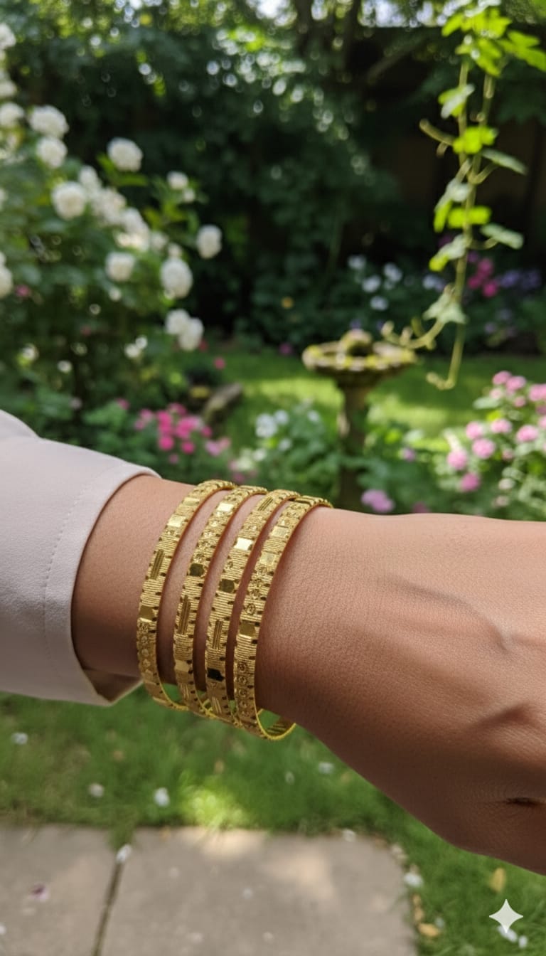 Royal Textured Gold Bangles Set