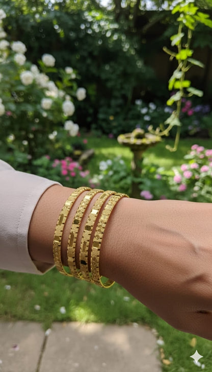 Royal Textured Gold Bangles Set