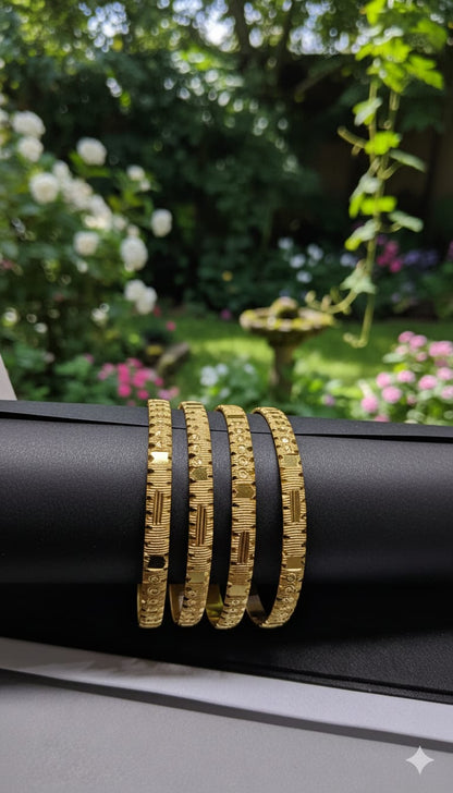 Royal Textured Gold Bangles Set