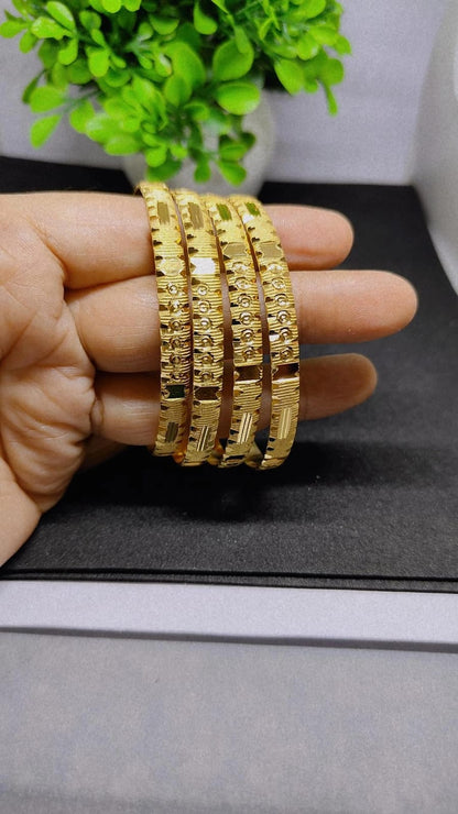 Royal Textured Gold Bangles Set
