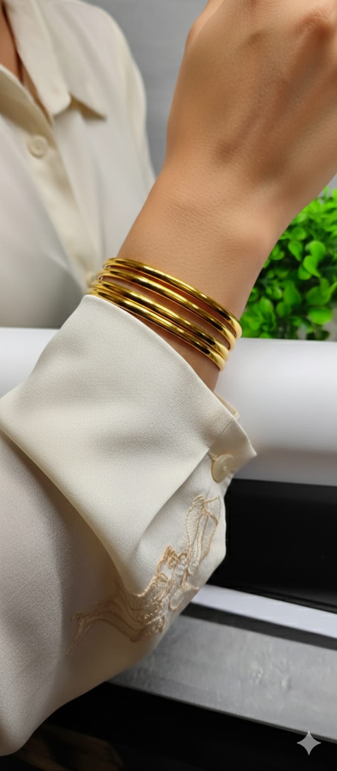 Classic Gold Finish Stackable Bangles Set