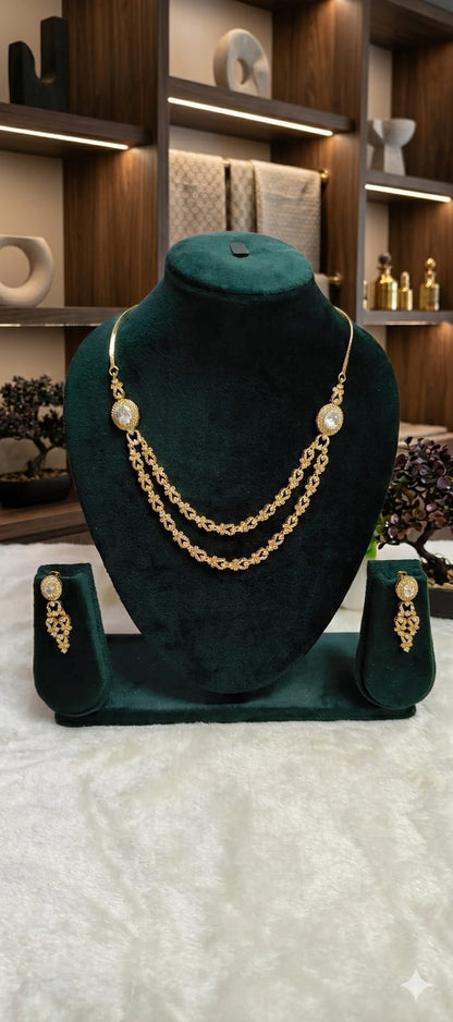 Royal Dual Layer Gold Elegance Necklace Set