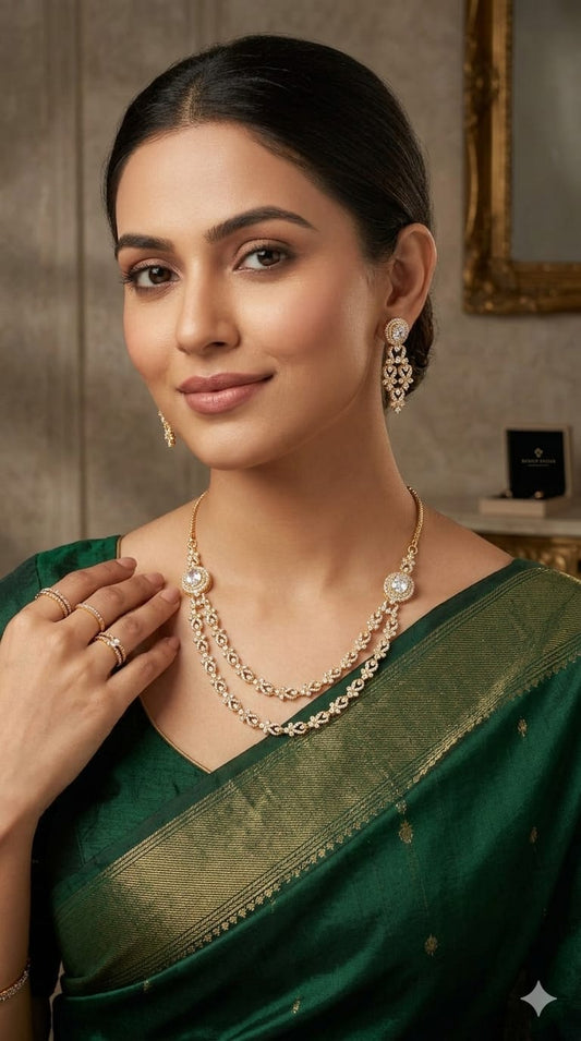 Royal Dual Layer Gold Elegance Necklace Set