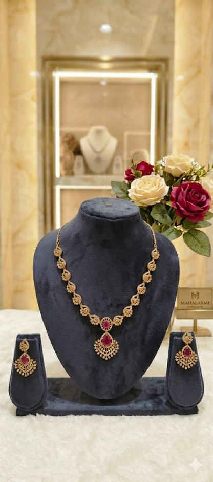 Royal Ruby Teardrop Necklace Set