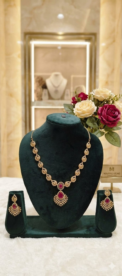 Royal Ruby Teardrop Necklace Set
