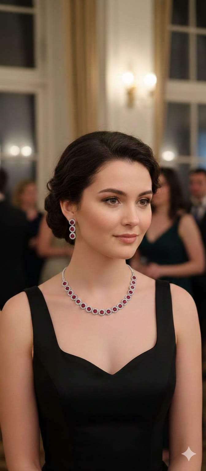 Midnight Sapphire Halo Necklace Set