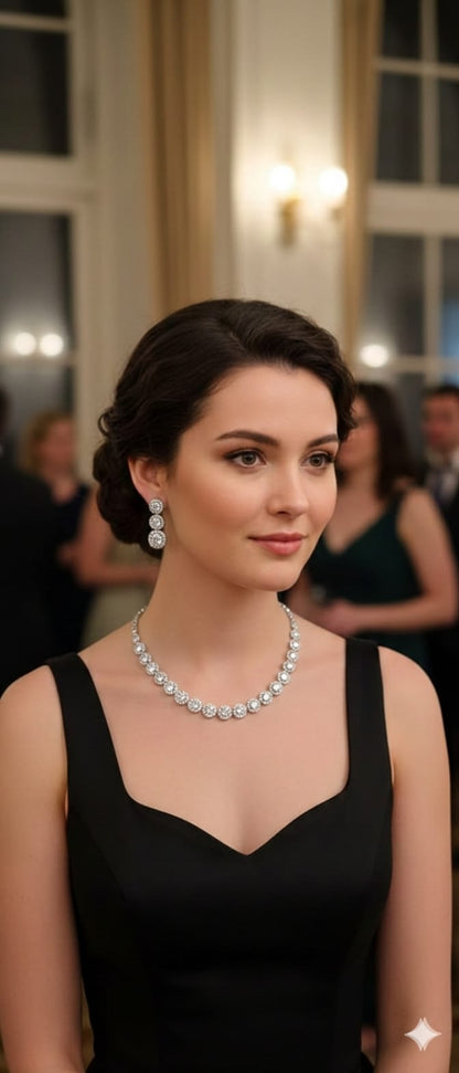 Midnight Sapphire Halo Necklace Set