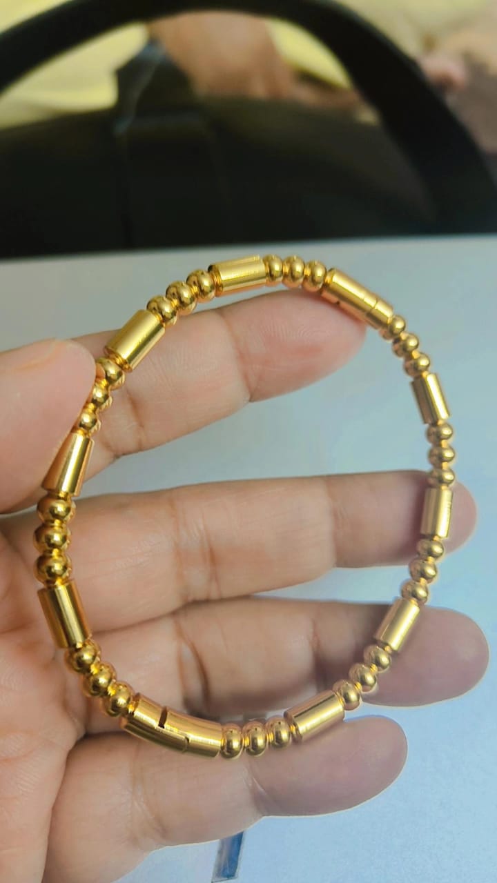 Golden Beaded Elegance Bangle