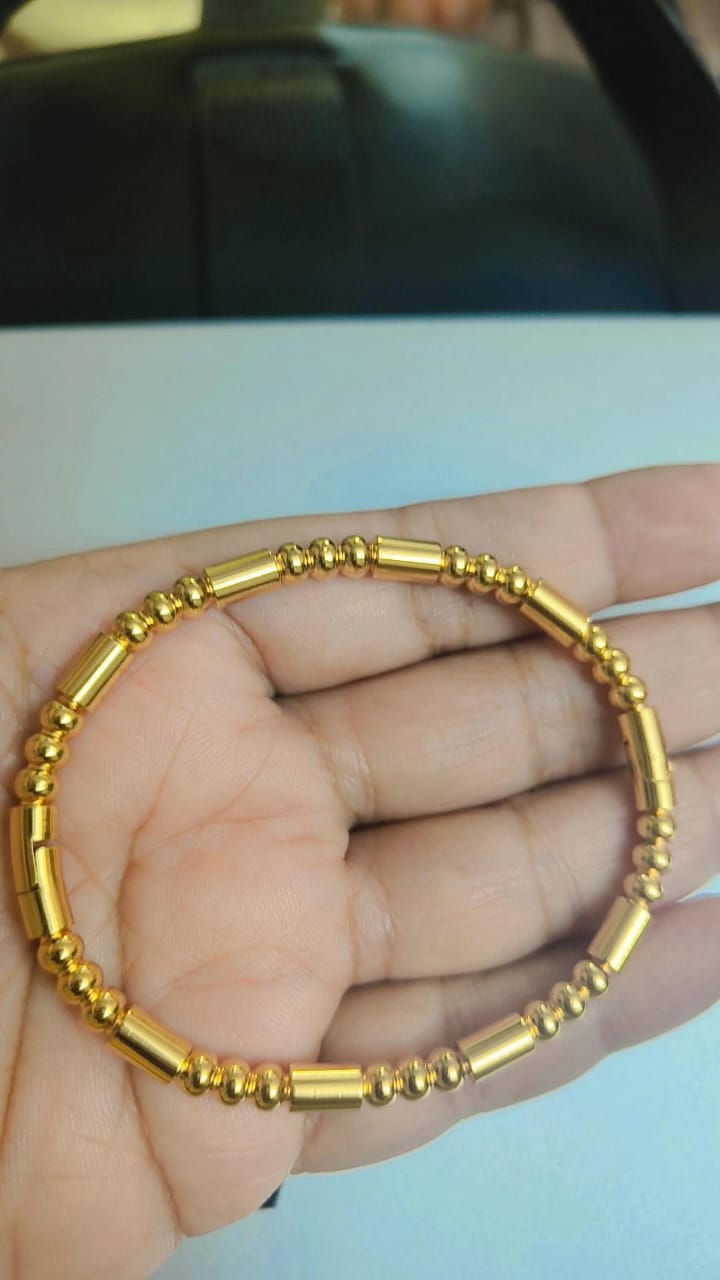 Golden Beaded Elegance Bangle
