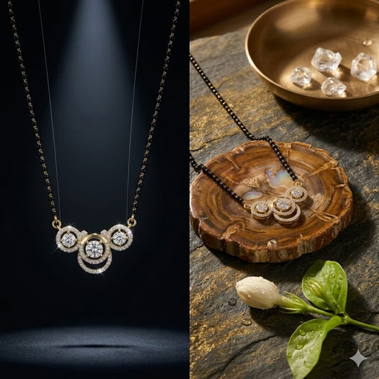 Elegant Dual-Tone CZ Mangalsutra with Classic Bead Chain