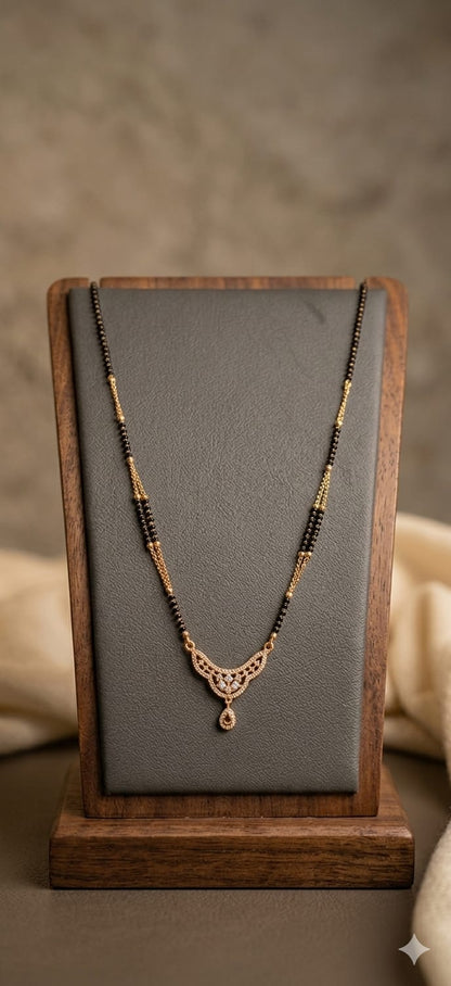 Graceful Gold-Tone Drop Pendant Mangalsutra