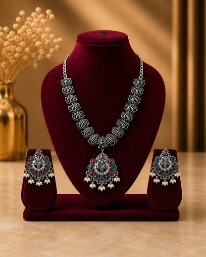 Royal Heritage Oxidised Necklace Set