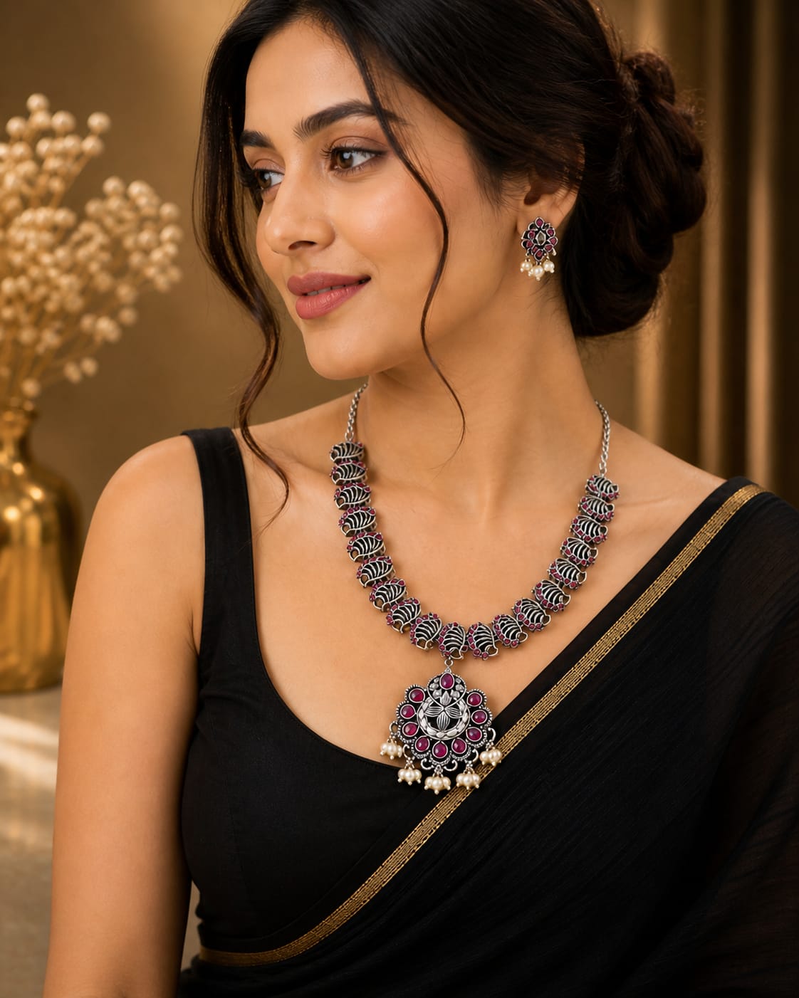 Royal Heritage Oxidised Necklace Set
