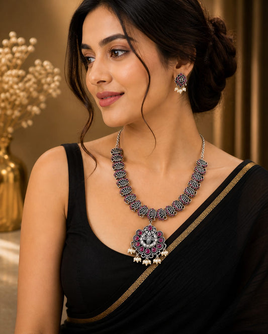 Royal Heritage Oxidised Necklace Set