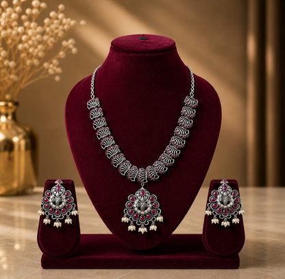 Royal Heritage Oxidised Necklace Set