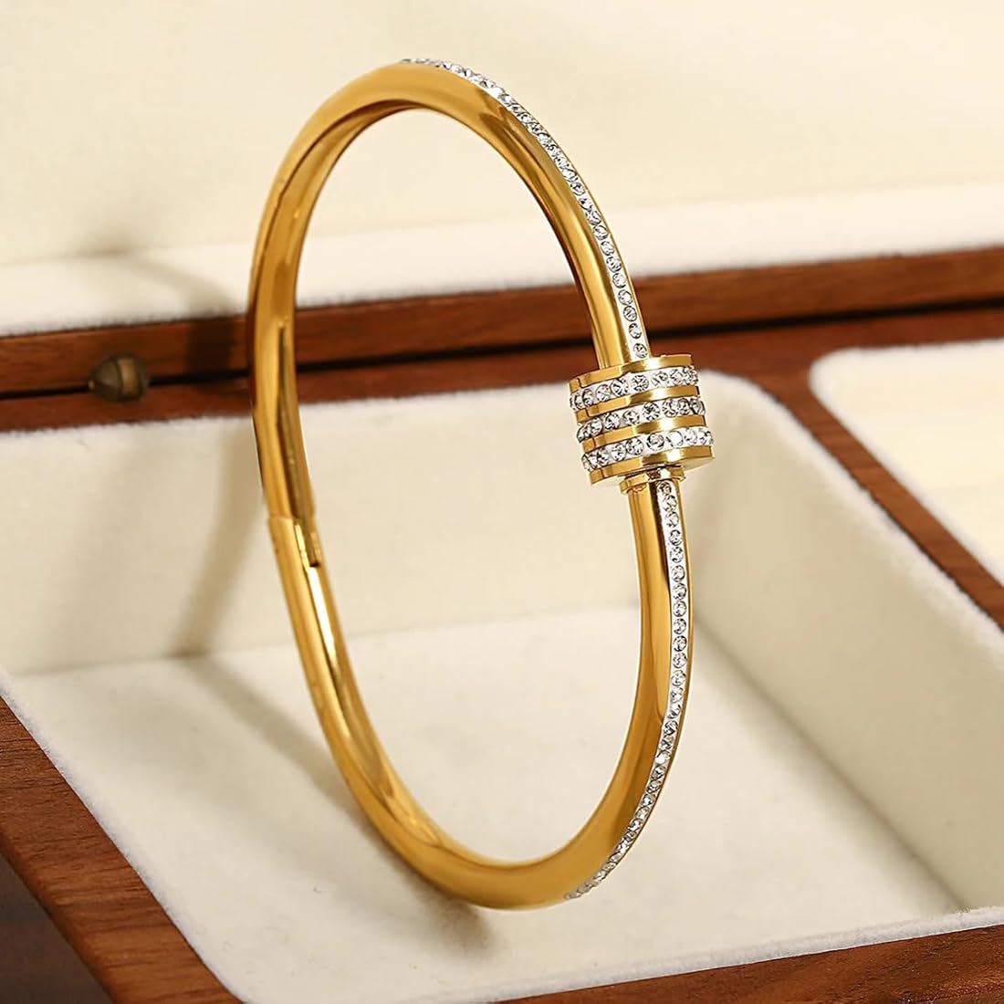 Golden Trio Crystal Kada Bracelet