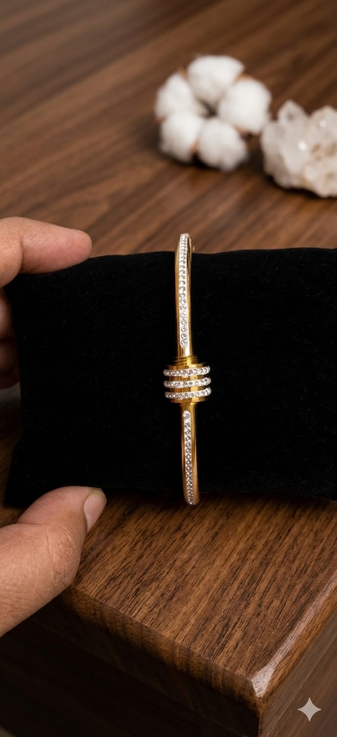 Golden Trio Crystal Kada Bracelet