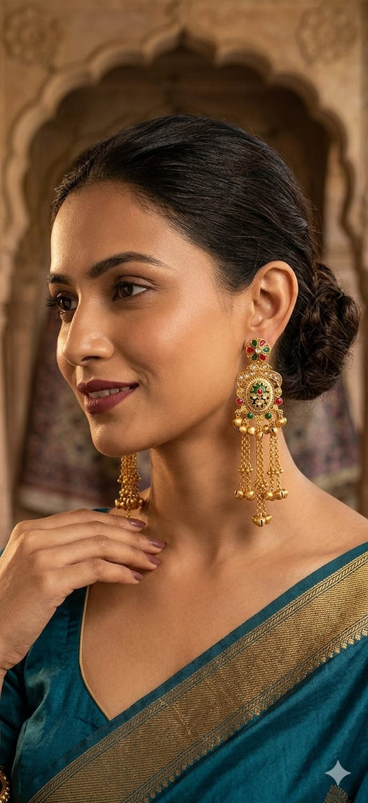 Royal Kashmiri Jhumki Tassel Earrings