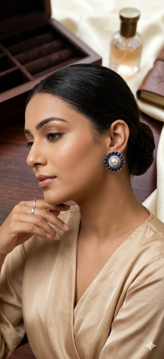 Pearl Floral Stud Earrings