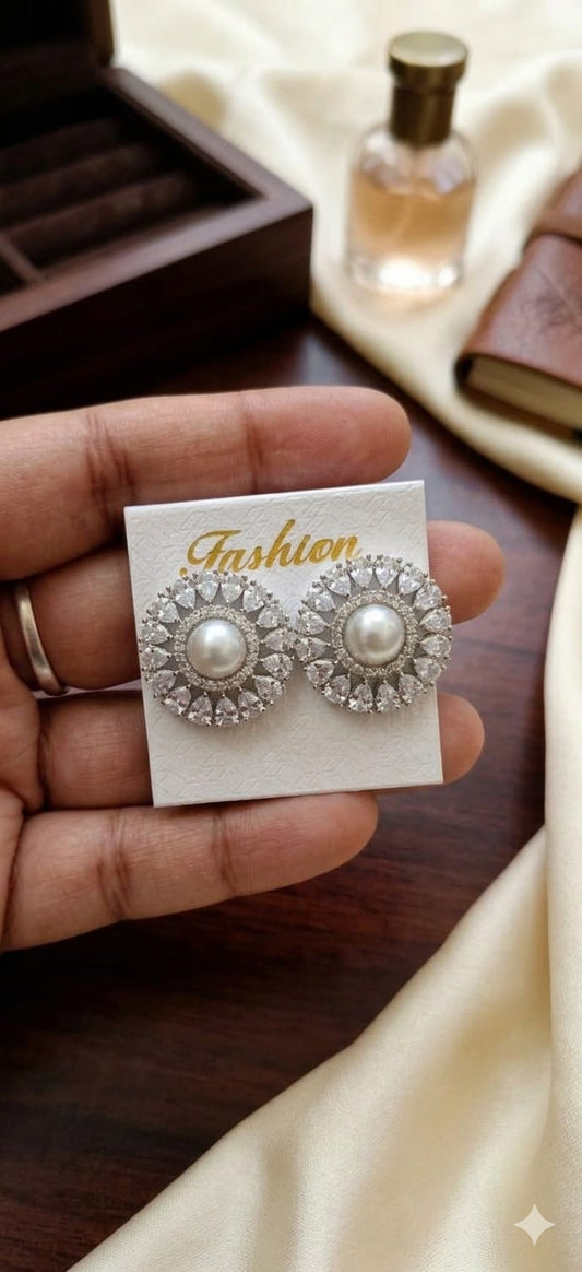 Pearl Floral Stud Earrings