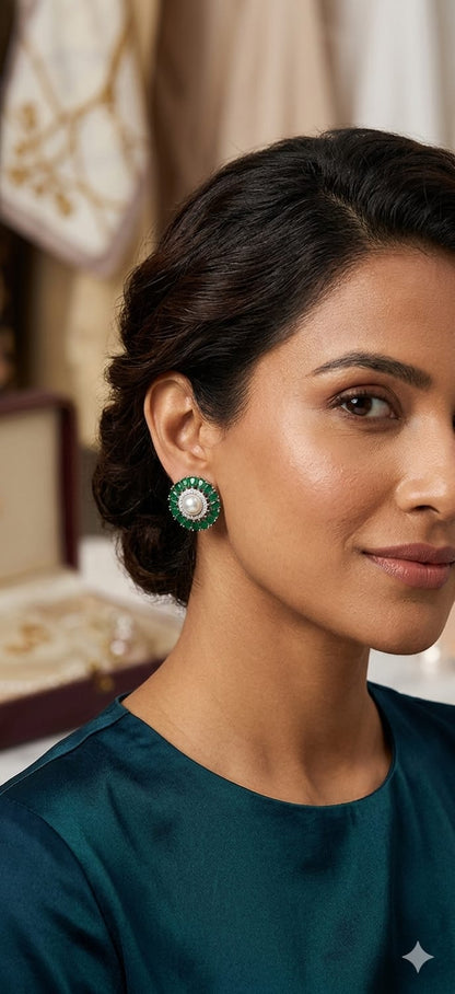 Pearl Floral Stud Earrings