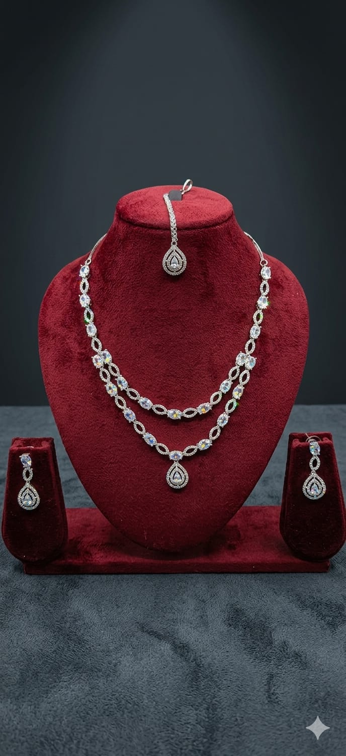 Crystal Teardrop Elegance Necklace Set