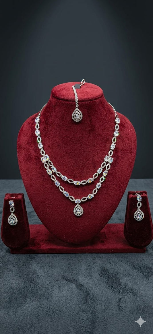 Crystal Teardrop Elegance Necklace Set