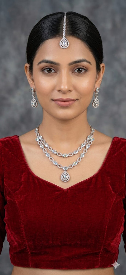 Crystal Teardrop Elegance Necklace Set