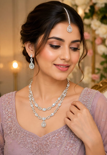 Crystal Teardrop Elegance Necklace Set