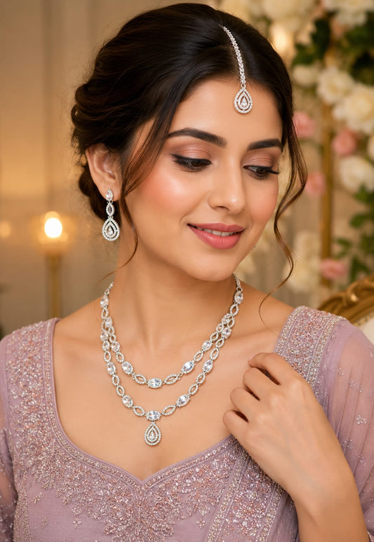 Crystal Teardrop Elegance Necklace Set