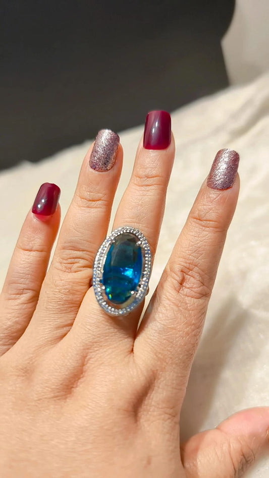 Ocean Sapphire Statement Adjustable Ring 💫