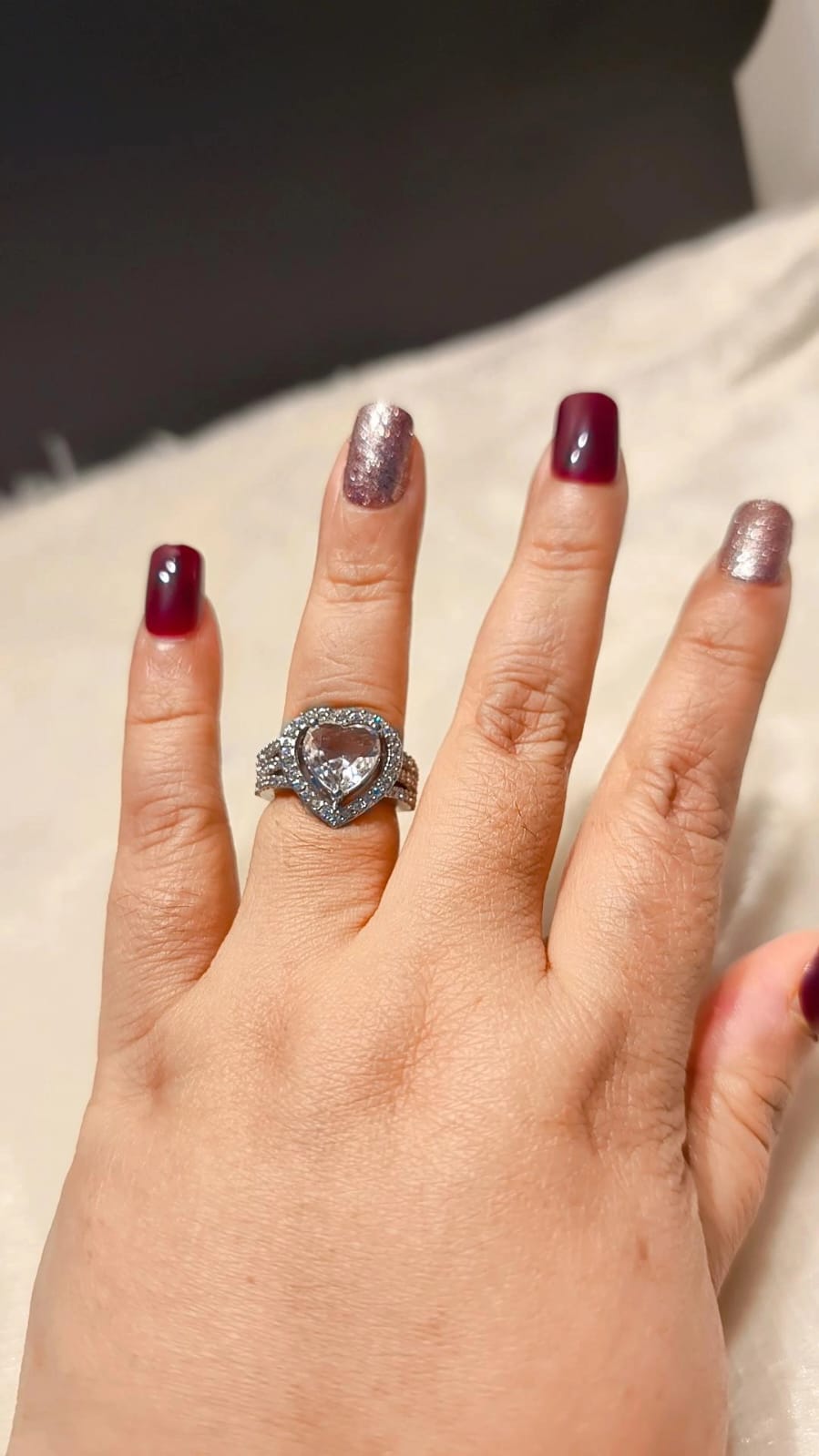 Crystal Heart Halo Ring