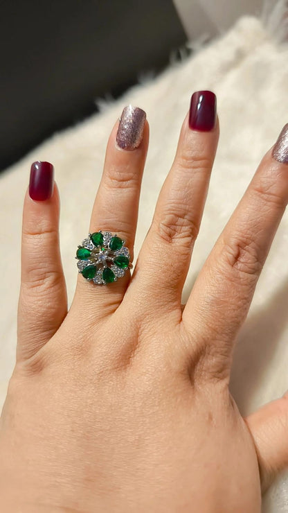 Emerald Bloom Floral Ring