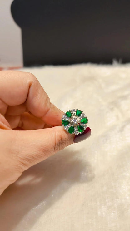 Emerald Bloom Floral Ring