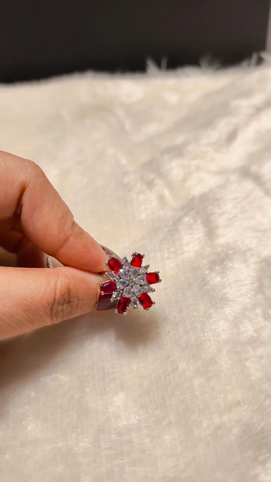 Ruby Blossom Floral Ring