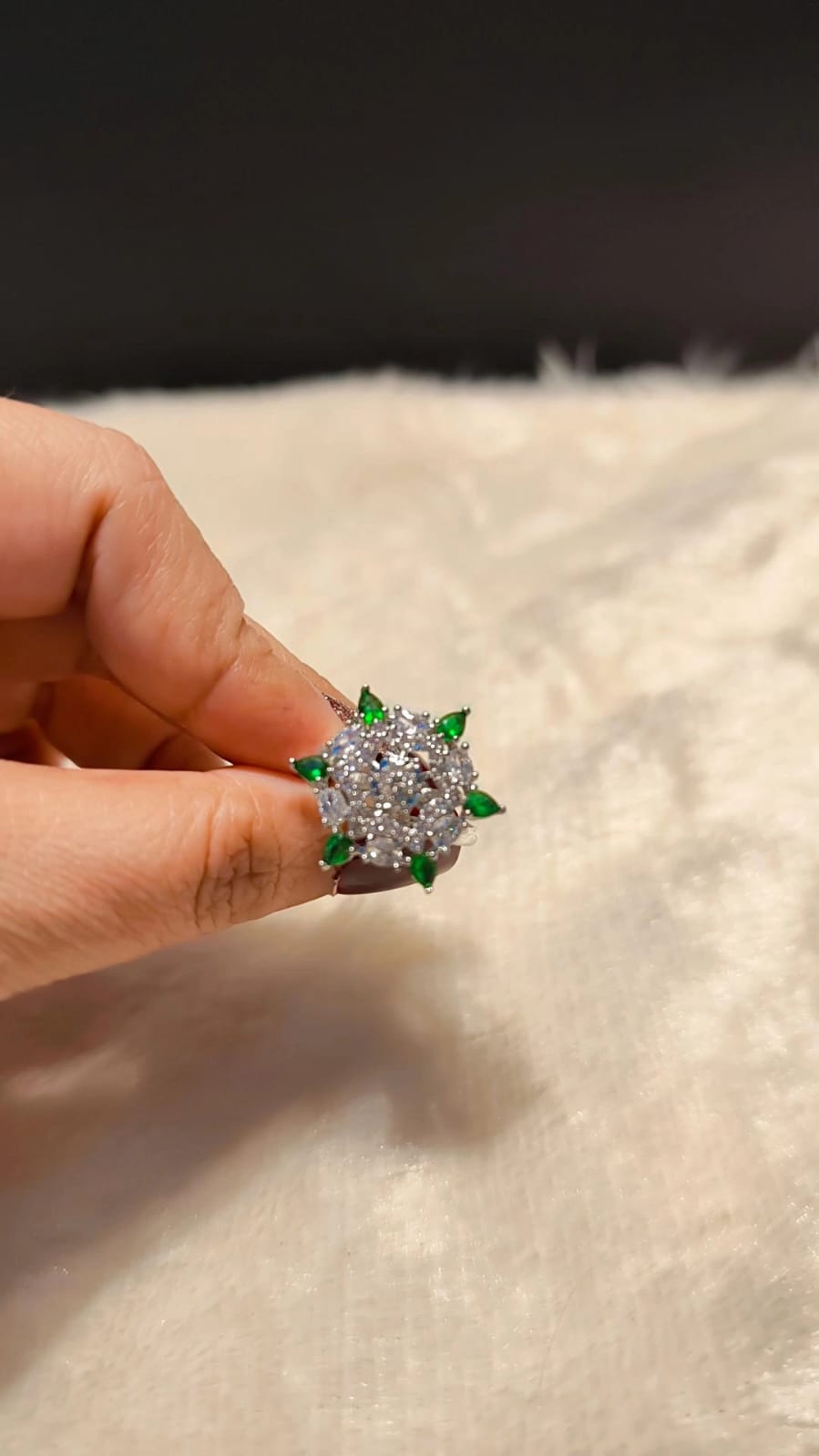 Emerald Starburst Halo Ring